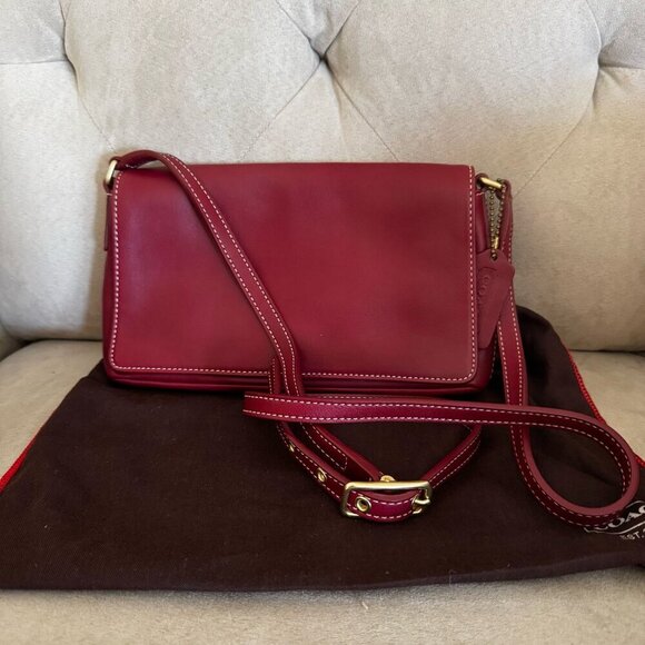 Coach Handbags - Coach Shoulder  leather Bag, Red, Model No. G33-9599 with dust bag